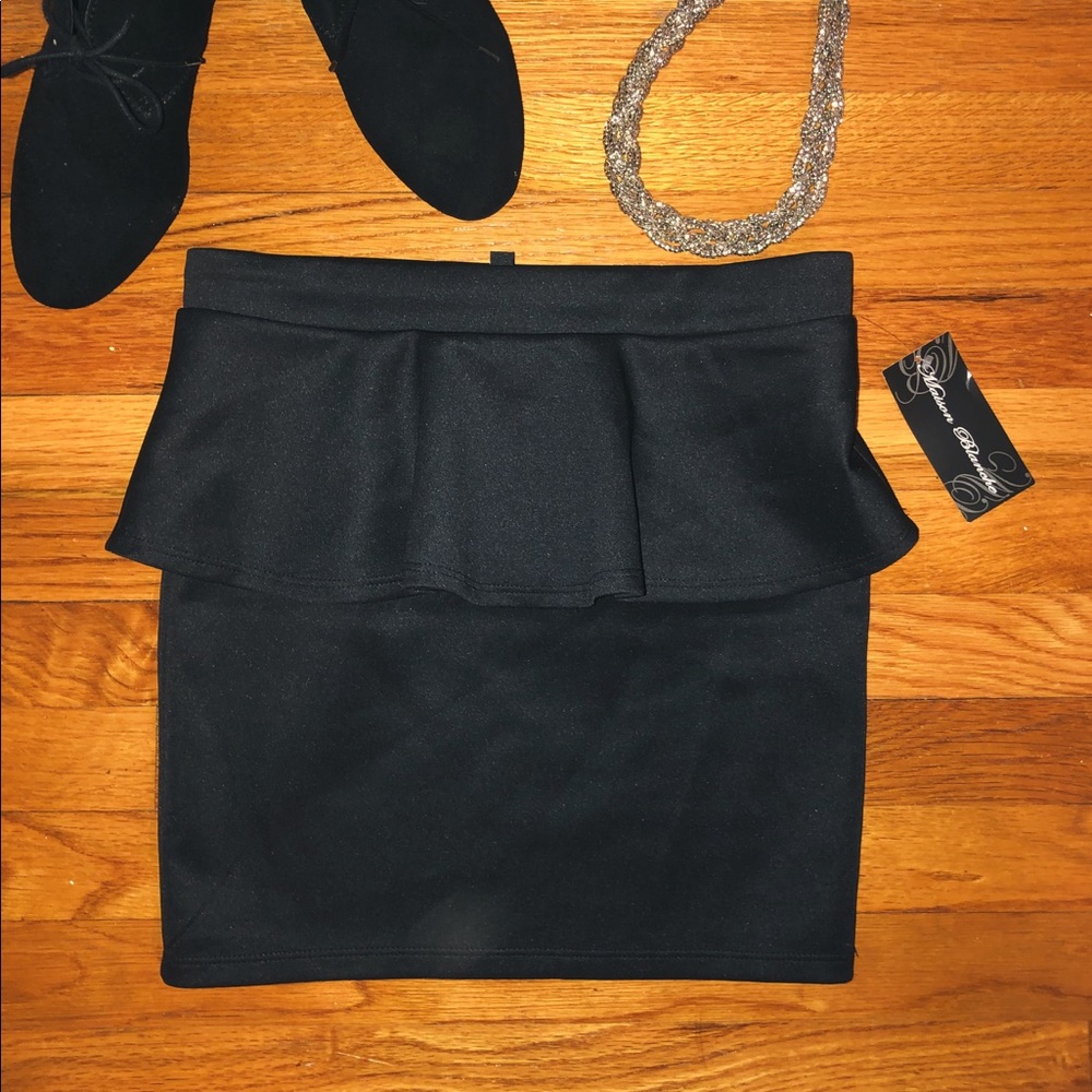 Black Peplum Mini Skirt
